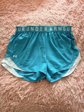 Under Armour Women's Turquoise Athletic Shorts with White Trim